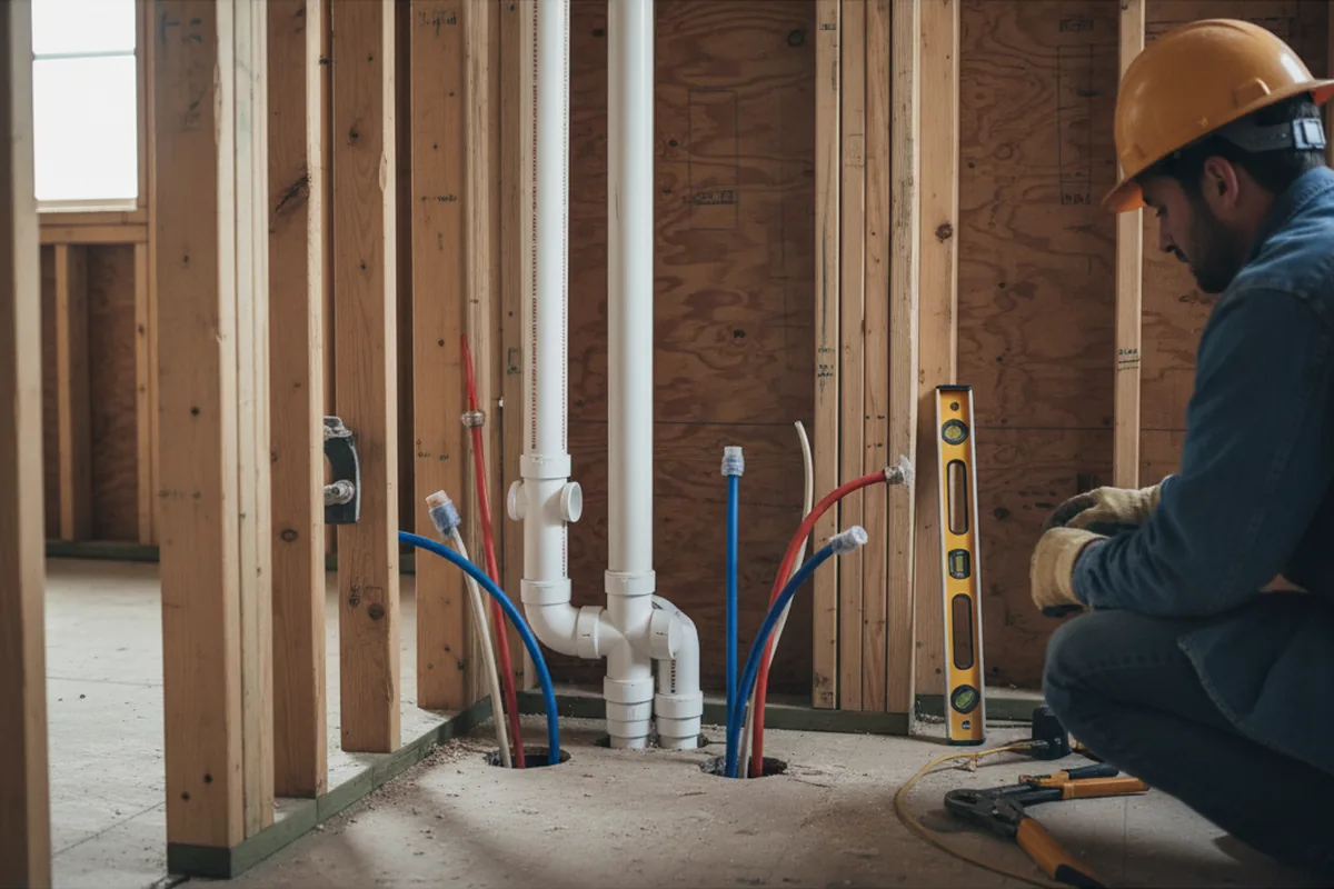 Drain and supply rough-in during Sump Pump Repair in Nakina